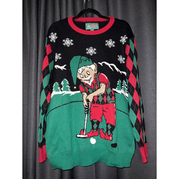 Ugly Christmas Sweater Xmas Size Large Golf - Picture 1 of 3